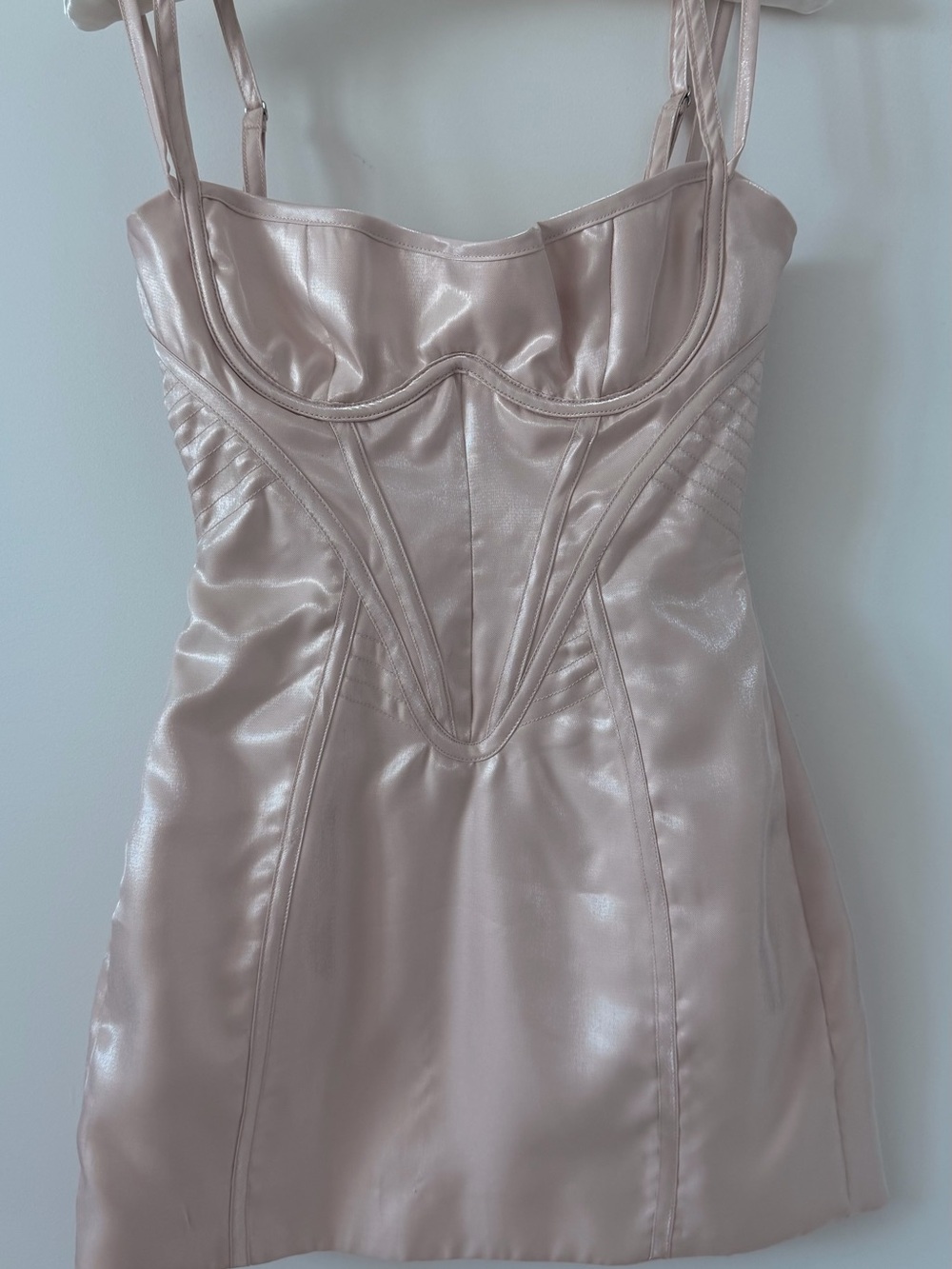 Mistress Rocks Blush Satin Corset Mini Dress XS NWT